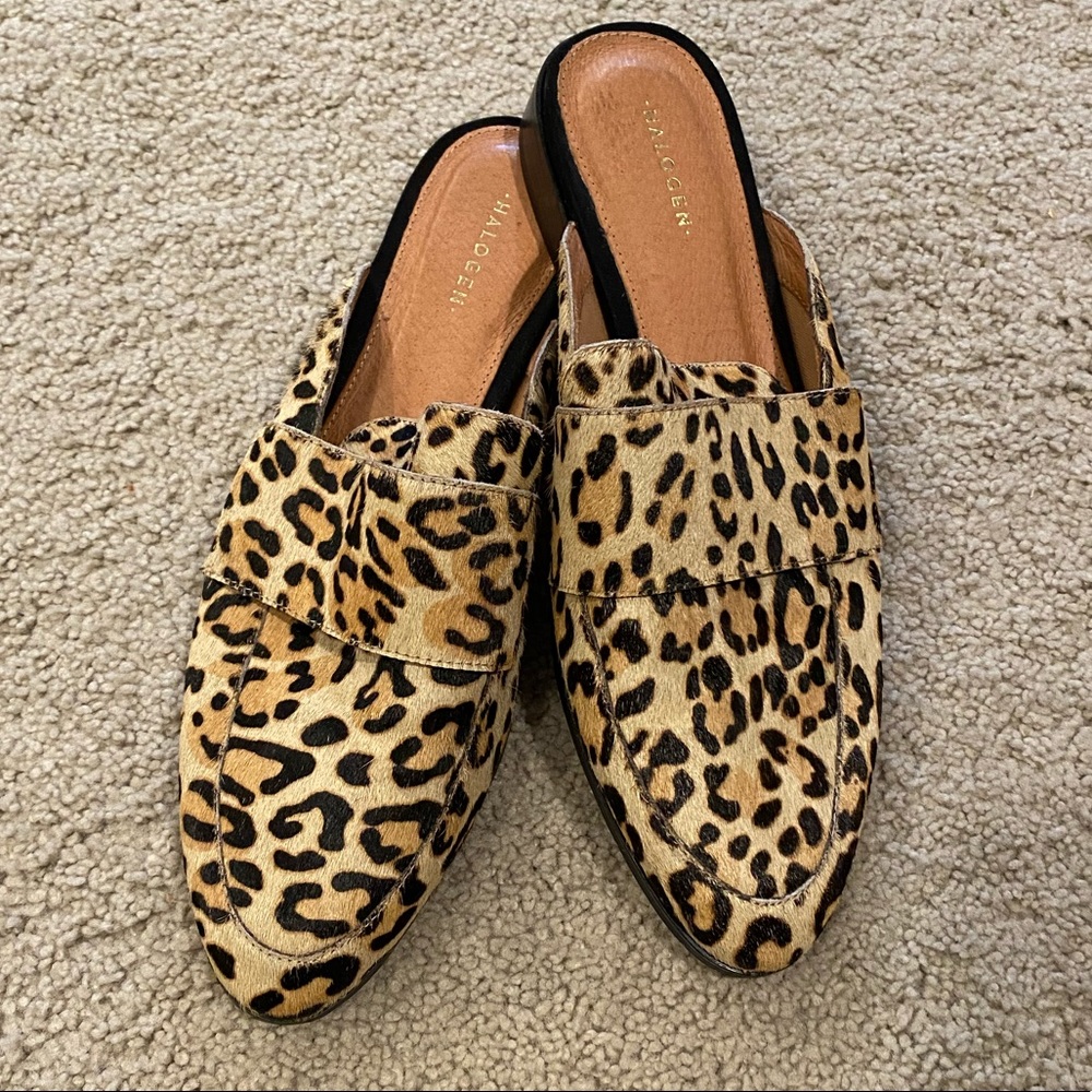 Halogen Calf Hair Leopard Mules
